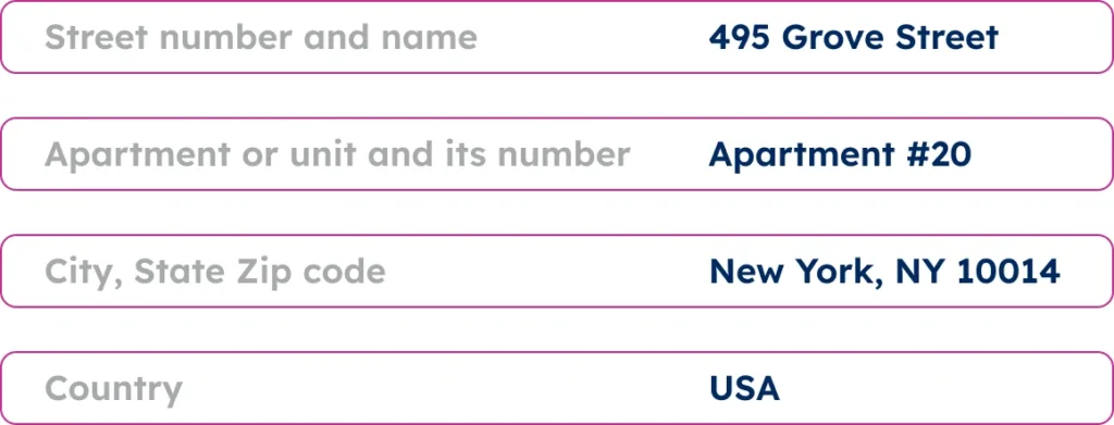address matching parsing example new york