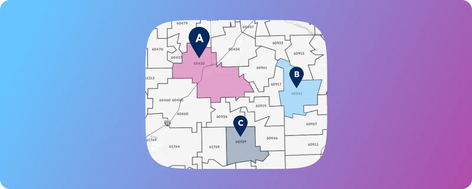 GeoPostcodes – territory map with zip codes