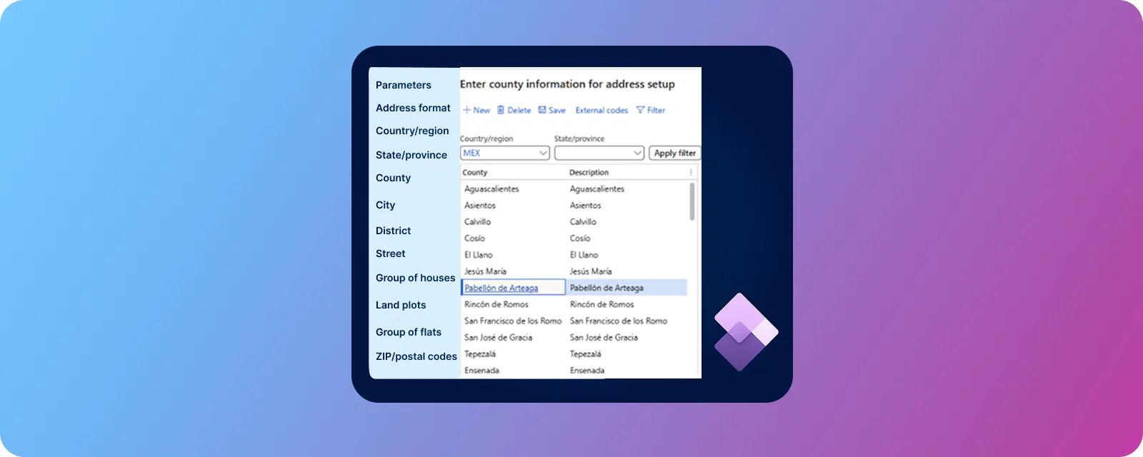 GeoPostcodes - address setup module D365 F&O