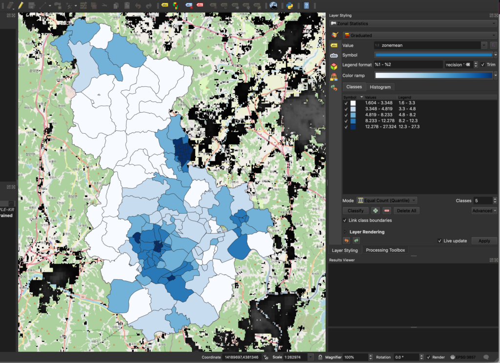 QGIS Zonal statistics color coded map