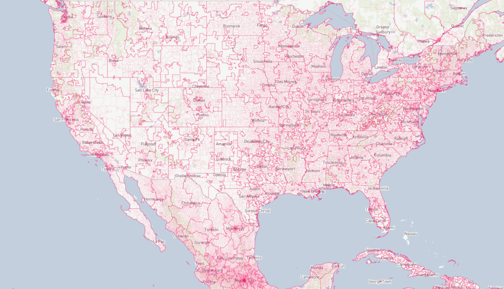 Screenshot of GeoPostcodes postal map