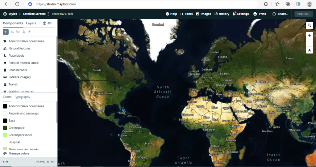 Screenshot of Mapbox