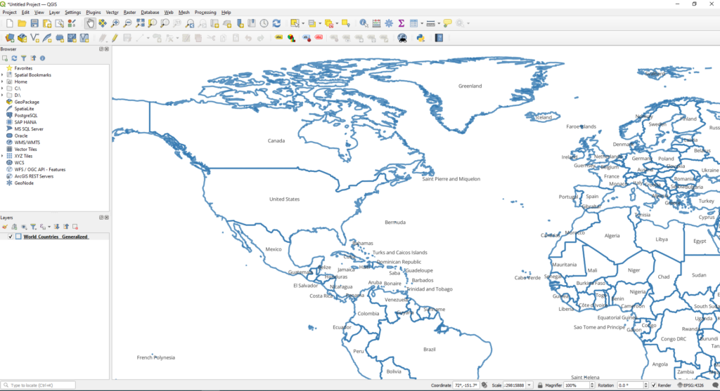 Screenshot of QGIS