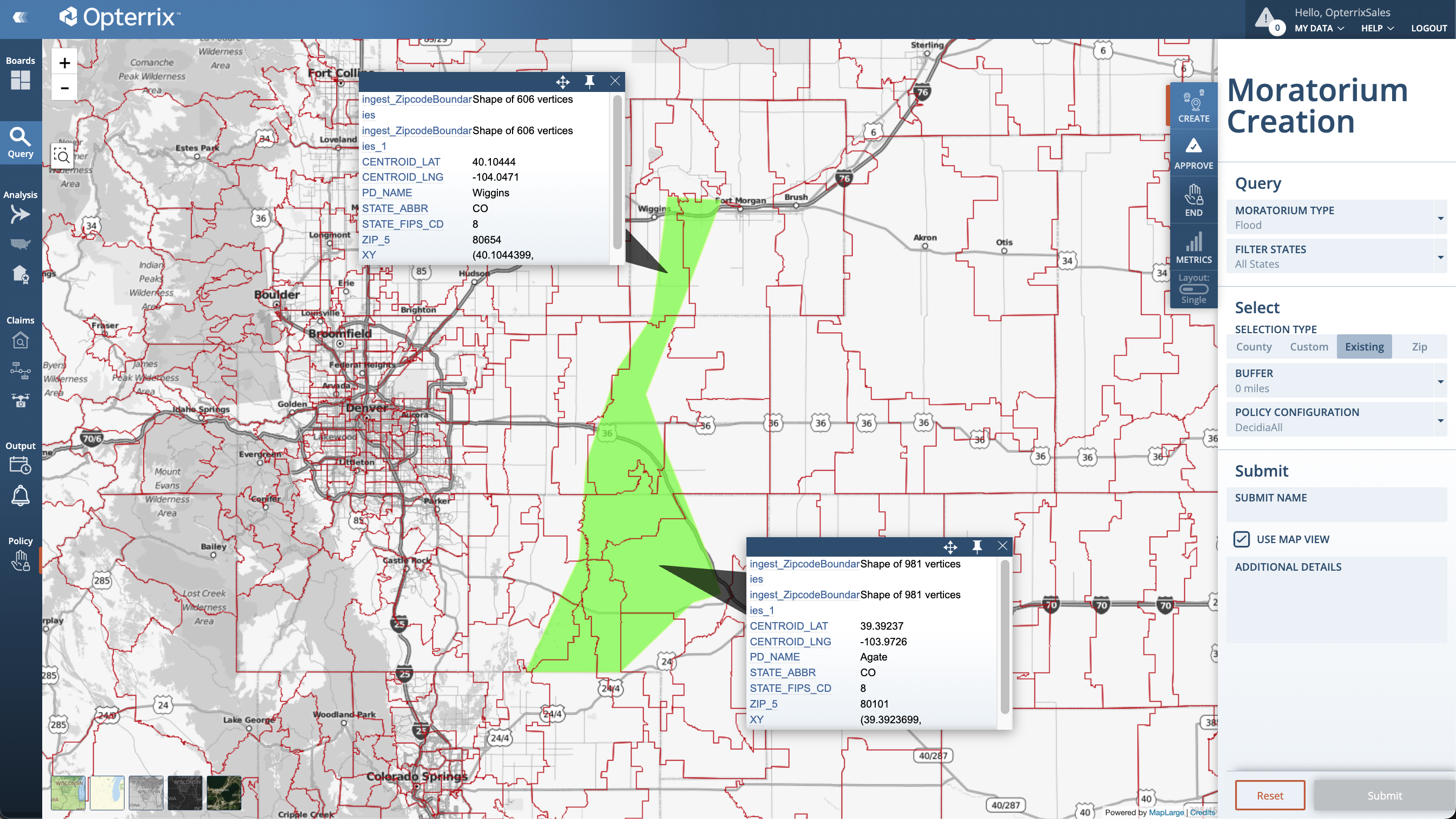 GeoPostcodes-Flood Moratorium by Opterrix