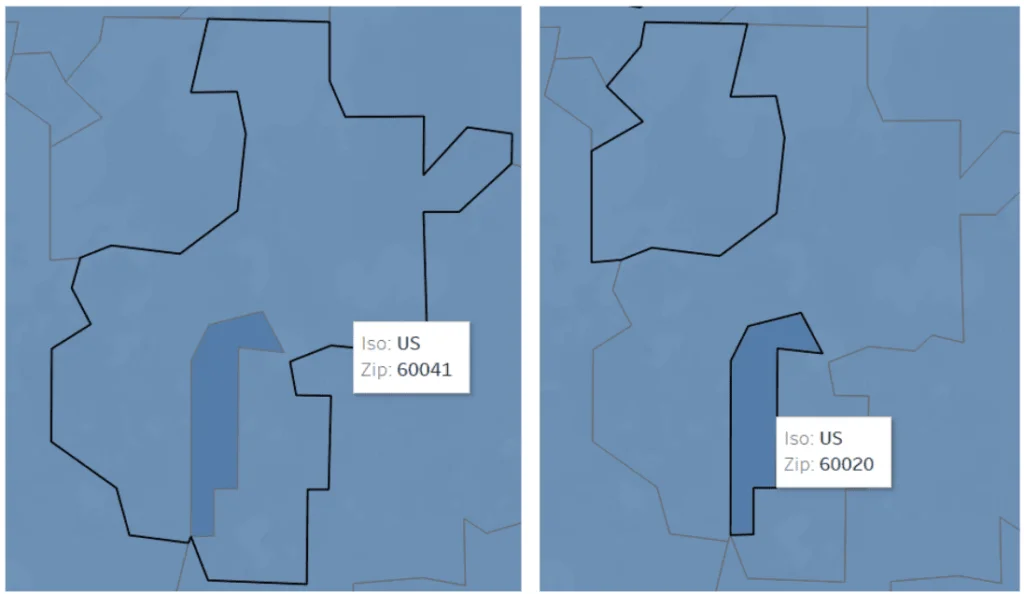 Simplified polygons in a map