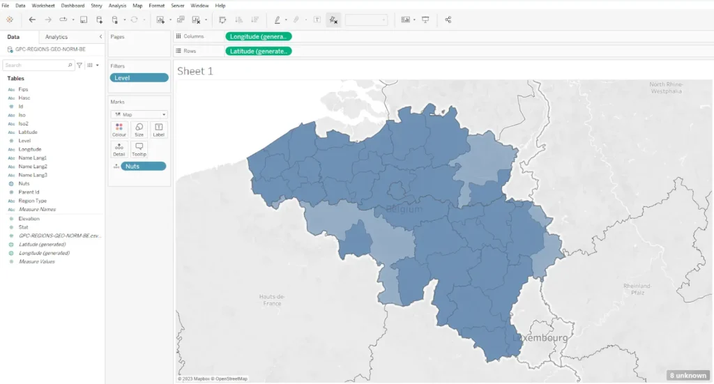 Administrative boundaries map in Tableau