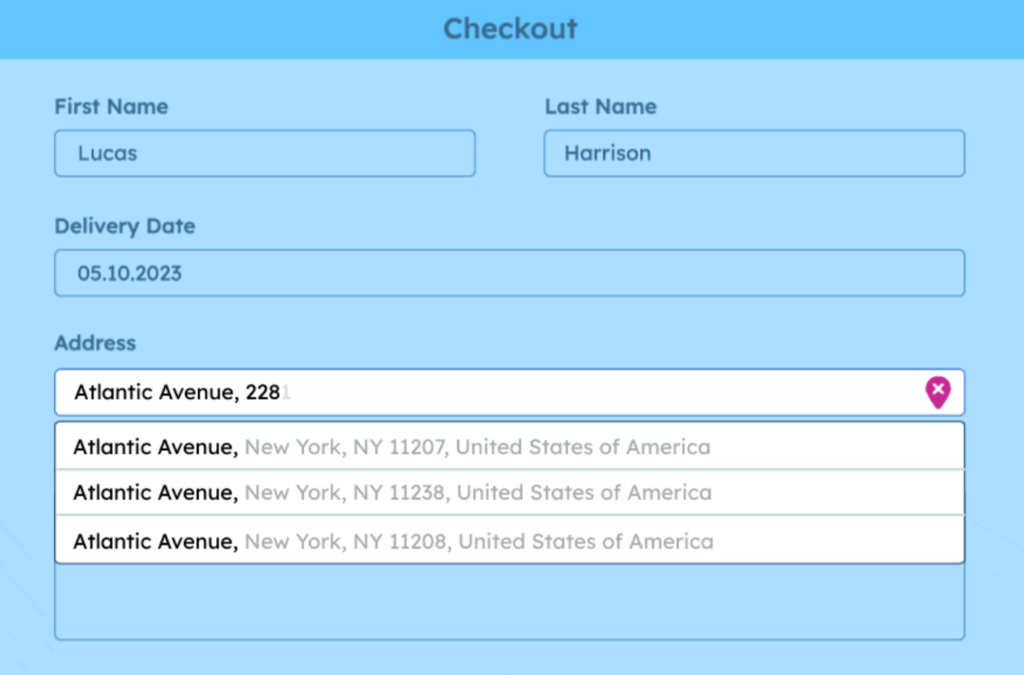 Example address autocomplete