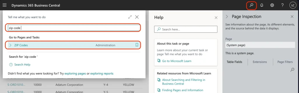 Microsoft Dynamics search zip codes