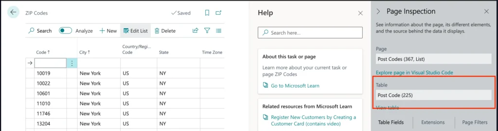 MS Dynamics inspect pages and data