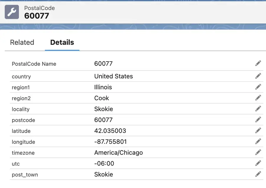 GeoPostcodes data for Chicago address