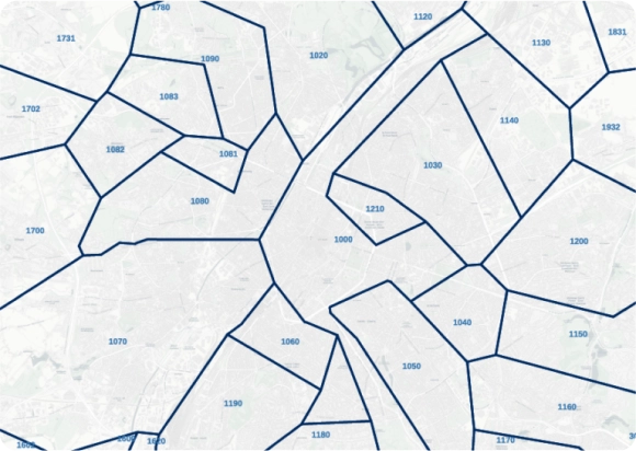 GeoPostcodes-Simplified visualization