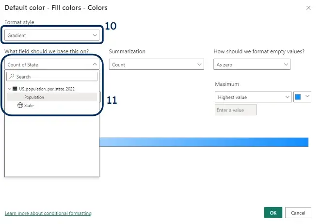 power bi expand fill colors