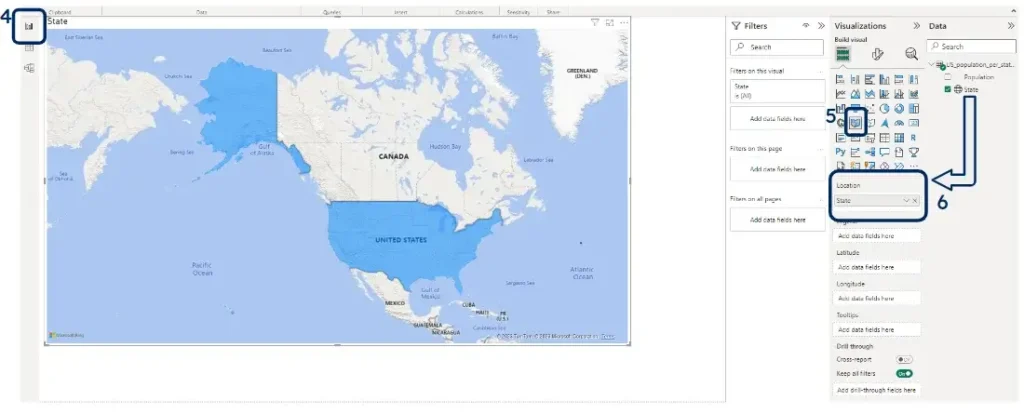 power bi select filled map